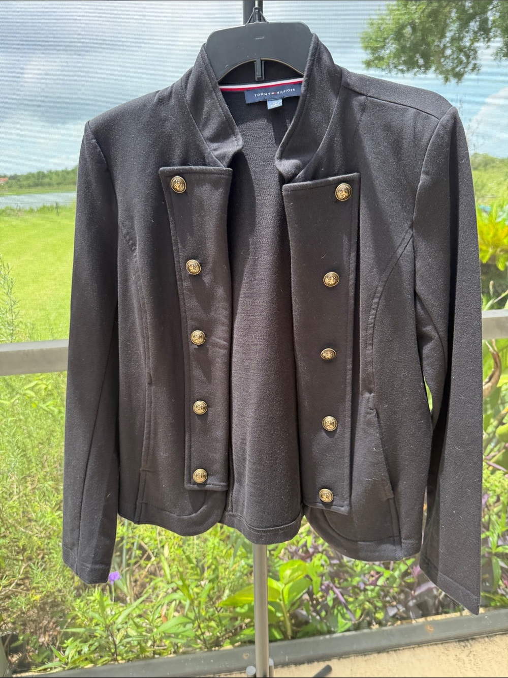 Tommy Hilfiger Black Military-Inspired Band Jacket